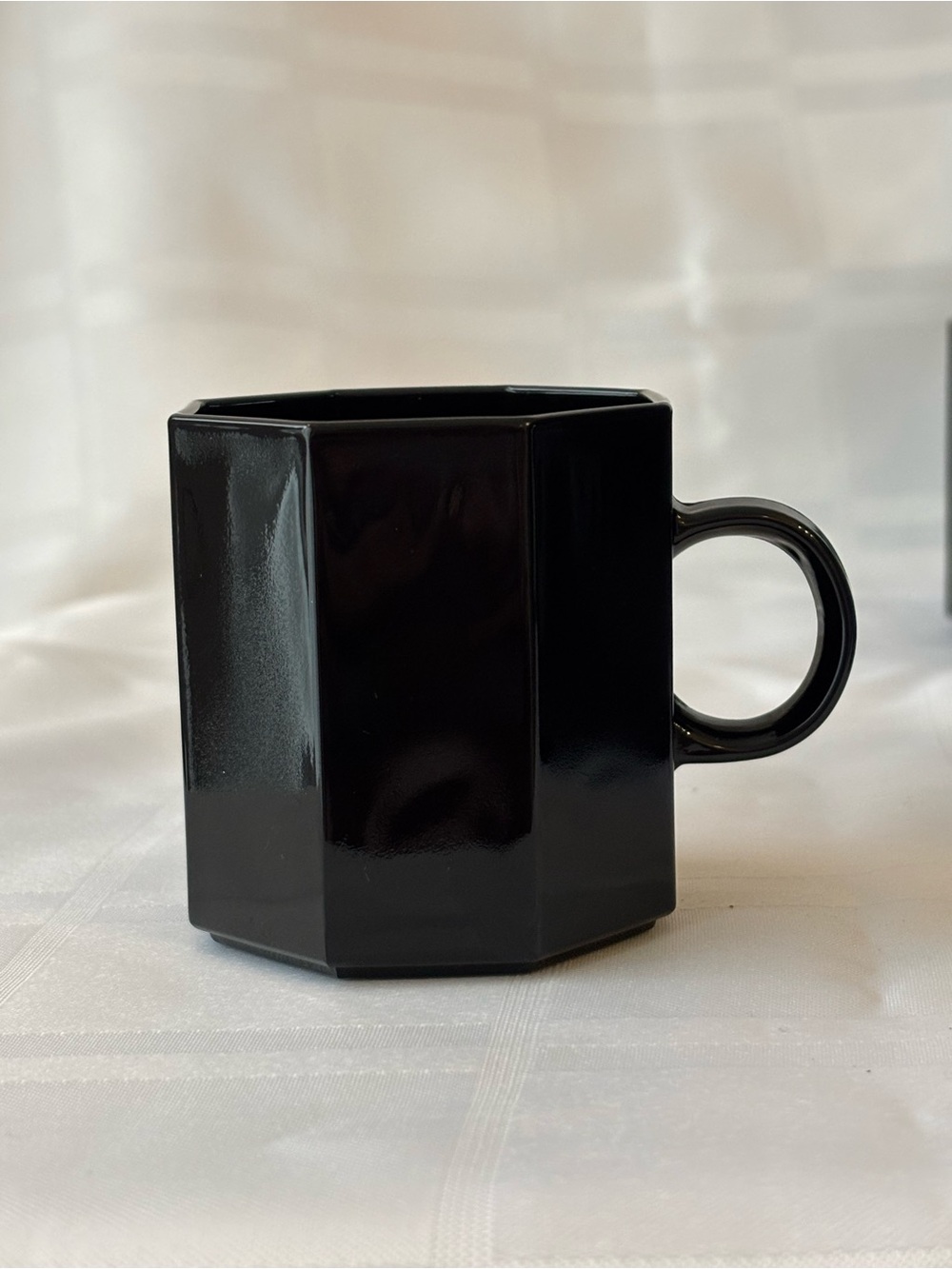 Vintage Black Arcoroc France Octime Octagonal Espresso Cups - Set of 6